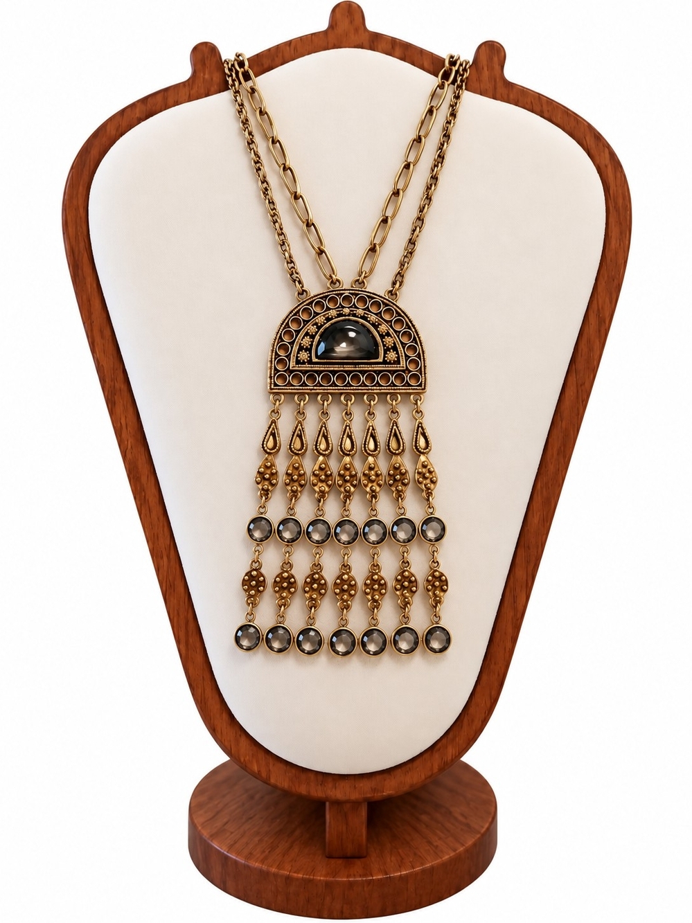 Vintage 1960s Goldette Etruscan Fringe Waterfall Necklace - Women Jewelry